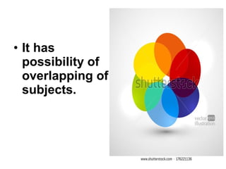 • It has
possibility of
overlapping of
subjects.
 