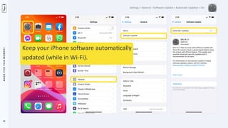 M
A
D
E
F
O
R
T
H
I
S
M
O
M
E
N
T
26
Settings > General > Software Update > Automatic Updates > On
Keep your iPhone software automatically
updated (while in Wi-Fi).
 