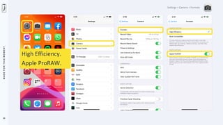M
A
D
E
F
O
R
T
H
I
S
M
O
M
E
N
T
28
Settings > Camera > Formats
High Efficiency.
Apple ProRAW.
 