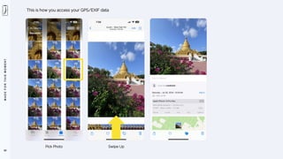 M
A
D
E
F
O
R
T
H
I
S
M
O
M
E
N
T
60
This is how you access your GPS/EXIF data
Pick Photo Swipe Up
 