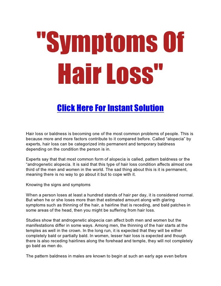 Symptoms Of Hair Loss