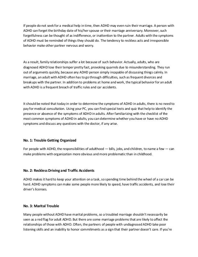 Symptoms Of Adhd In Adults Relationships