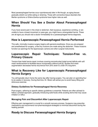 Symptoms of a Paraesophageal Hiatal Hernia - Healthy Life Bariatrics | PDF