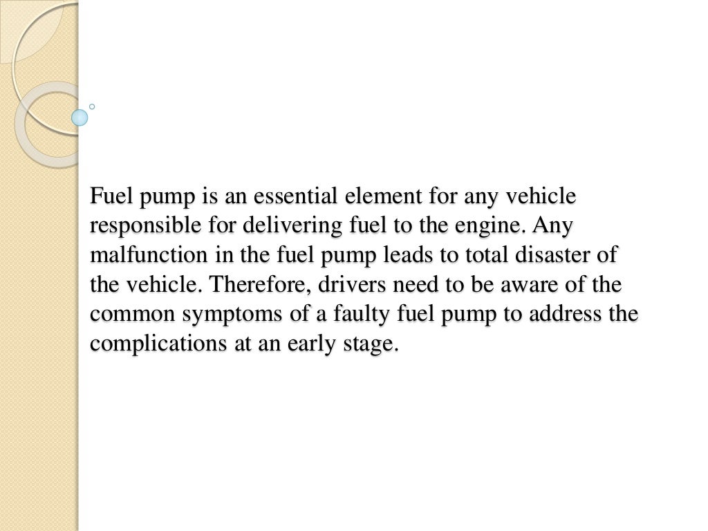 Symptoms of Faulty Fuel Pump in a Vehicle and Its Replacement Procedu…