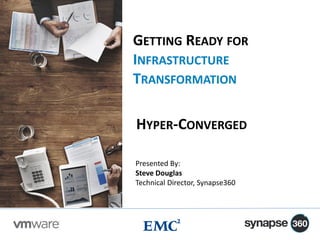 GETTING READY FOR
INFRASTRUCTURE
TRANSFORMATION
Presented By:
Steve Douglas
Technical Director, Synapse360
HYPER-CONVERGED
 