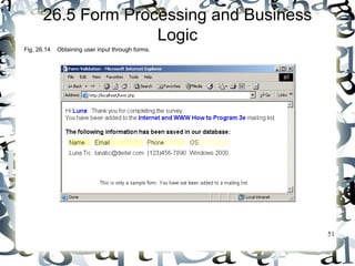 51 
26.5 Form Processing and Business 
Logic 
Fig. 26.14 Obtaining user input through forms. 
 
