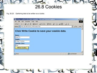 80 
26.8 Cookies 
Fig. 26.20 Gathering data to be written as a cookie. 
 