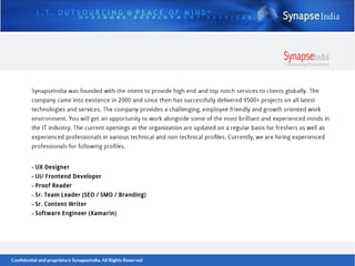 Synapseindia current openings