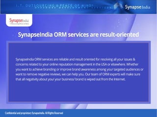 Synapseindia - ORM  helping businesses improve their reputation