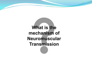 What is the
mechanism of
Neuromuscular
Transmission
 