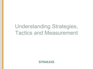 Understanding Strategies, Tactics and Measurement 
