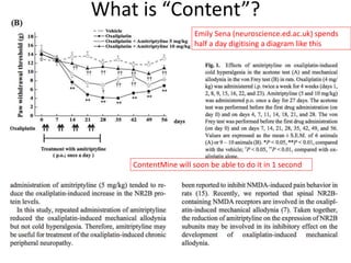 What is “Content”?
Emily Sena (neuroscience.ed.ac.uk) spends
half a day digitising a diagram like this
ContentMine will soon be able to do it in 1 second
 
