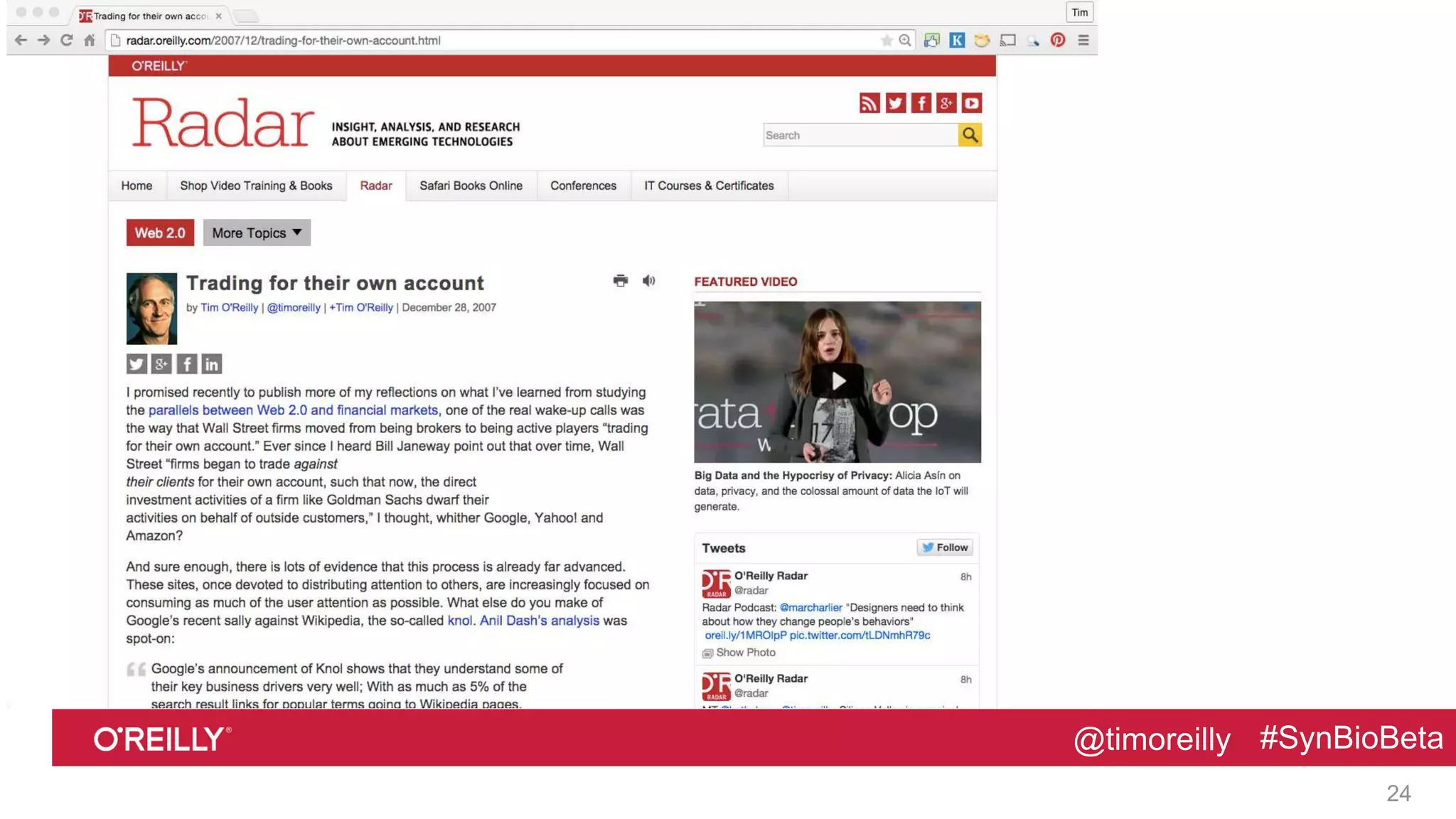 @timoreilly #SynBioBeta@timoreilly #SynBioBeta
24
 