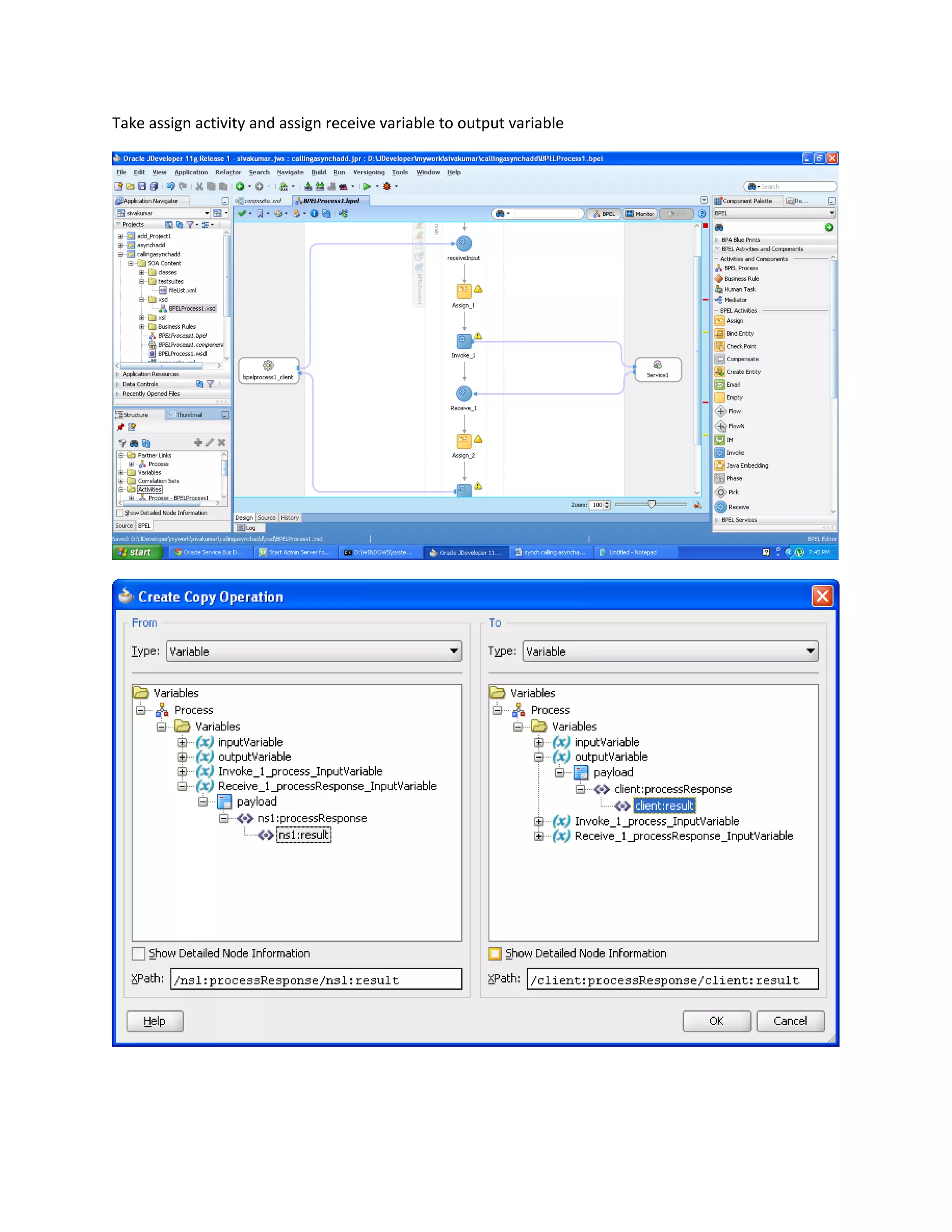 Take assign activity and assign receive variable to output variable