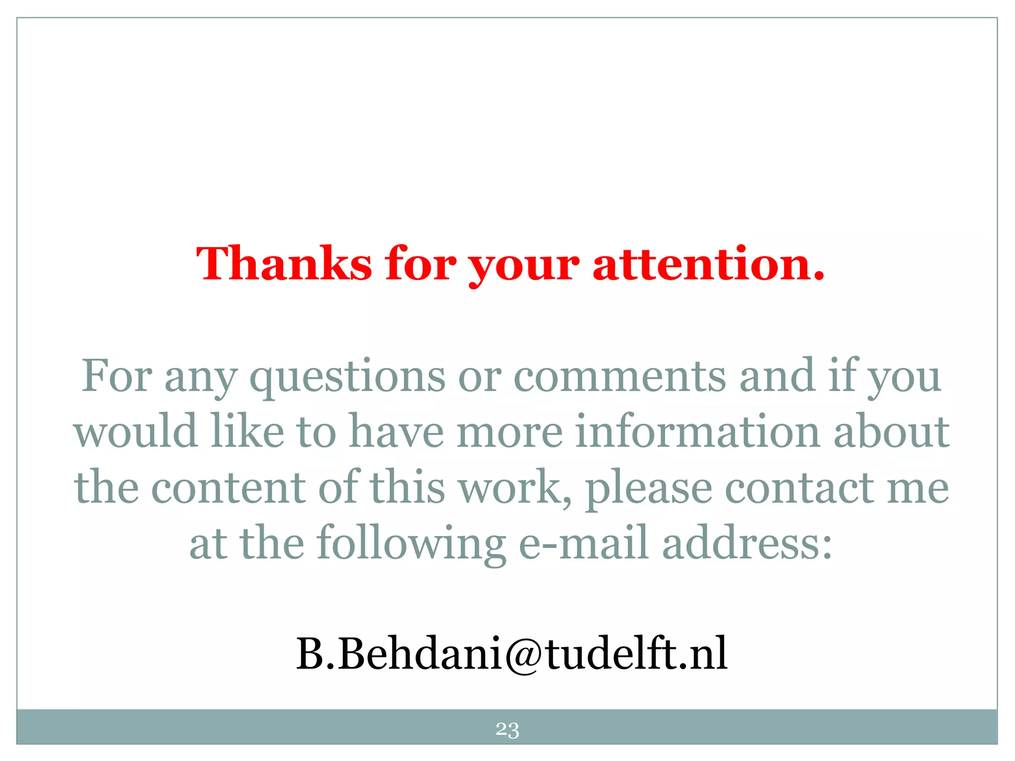Suggested readings
23
 Lucassen, I. & Dogger, T., 2012. Synchromodality pilot study -
Identification of bottlenecks and possibilities for a network
between Rotterdam, Moerdijk and Tilburg, s.l.: TNO.
 Ham, P., 2012. Synchromodality. www. havenupdate.com/
index.php/download_file/view/1375/429/
 Behdani, B., Fan, Y. Wiegmans, B. and Zuidwijk, R., Multimodal
Schedule Design for Synchromodal Freight Transport Systems,
http://papers.ssrn.com/sol3/papers.cfm?abstract_id=2438851
 van Riessen, B., Negenborn, R. R., Dekker, R. & Lodewijks, G.,
2013. Service network design for an intermodal container
network with flexible due dates/times and the possibility of
using subcontracted transport. Available at:
http://www.synchromodaliteit.nl/wp-content/uploads/2013/
09/Preprint-Bart-van-Riessen.pdf
 