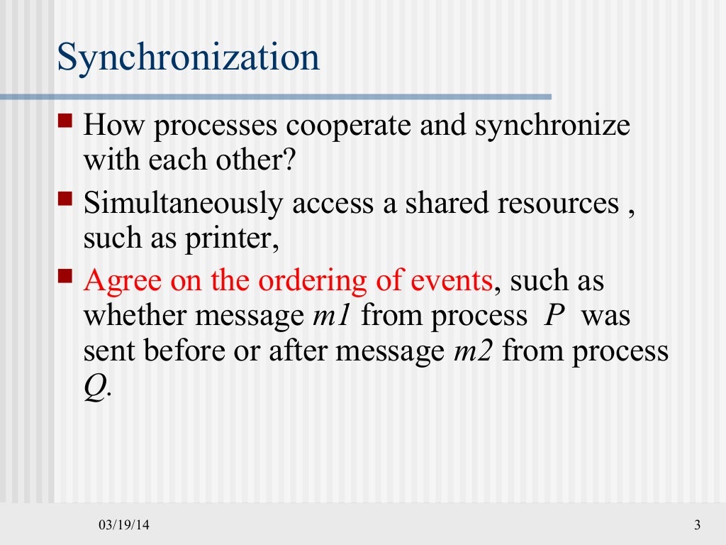 Synchronization in distributed systems