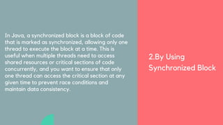 Java Presentation On Synchronization in Multithreading | PDF