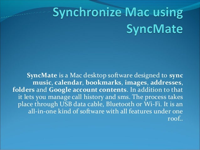 Synchronize mac using sync mate
