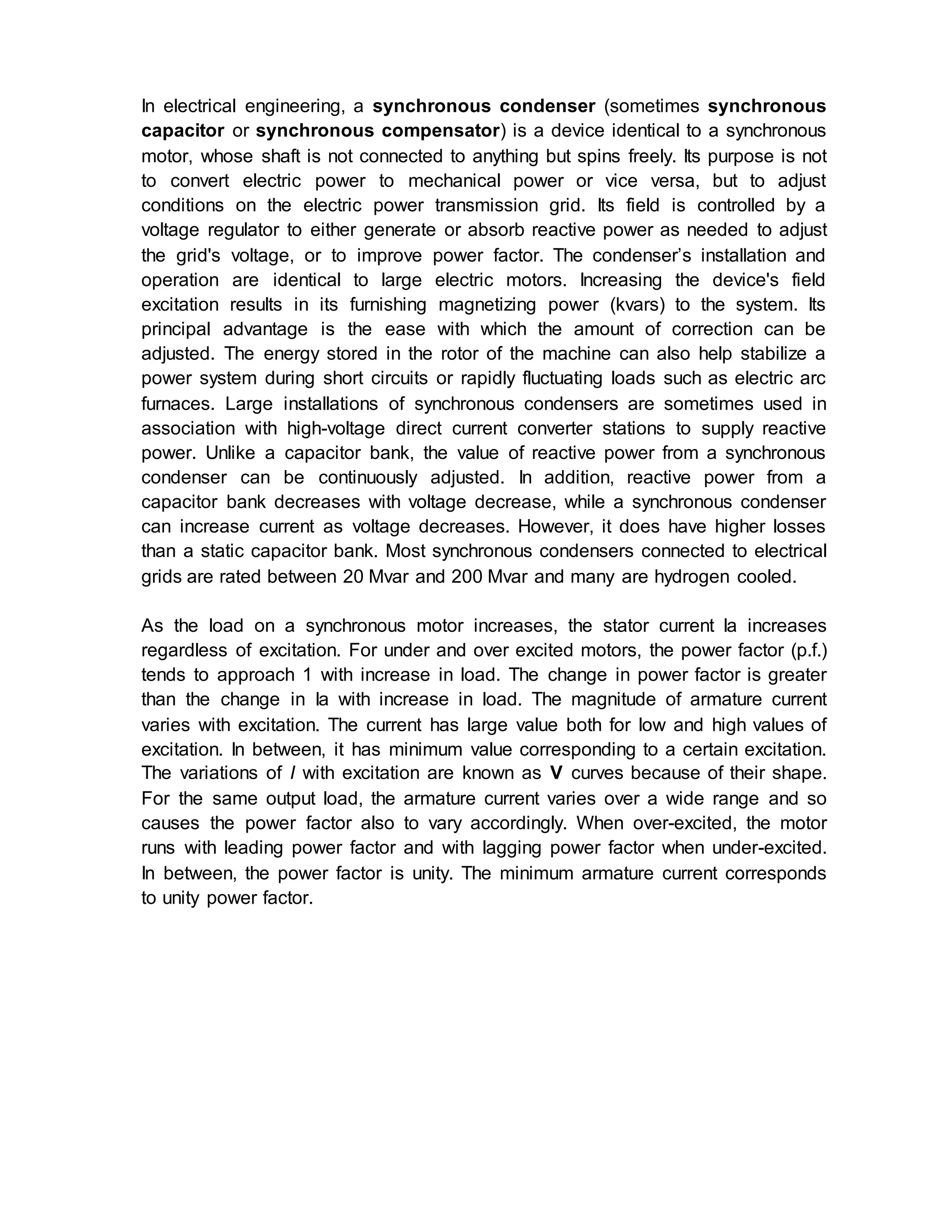 Synchronous condensers | DOCX