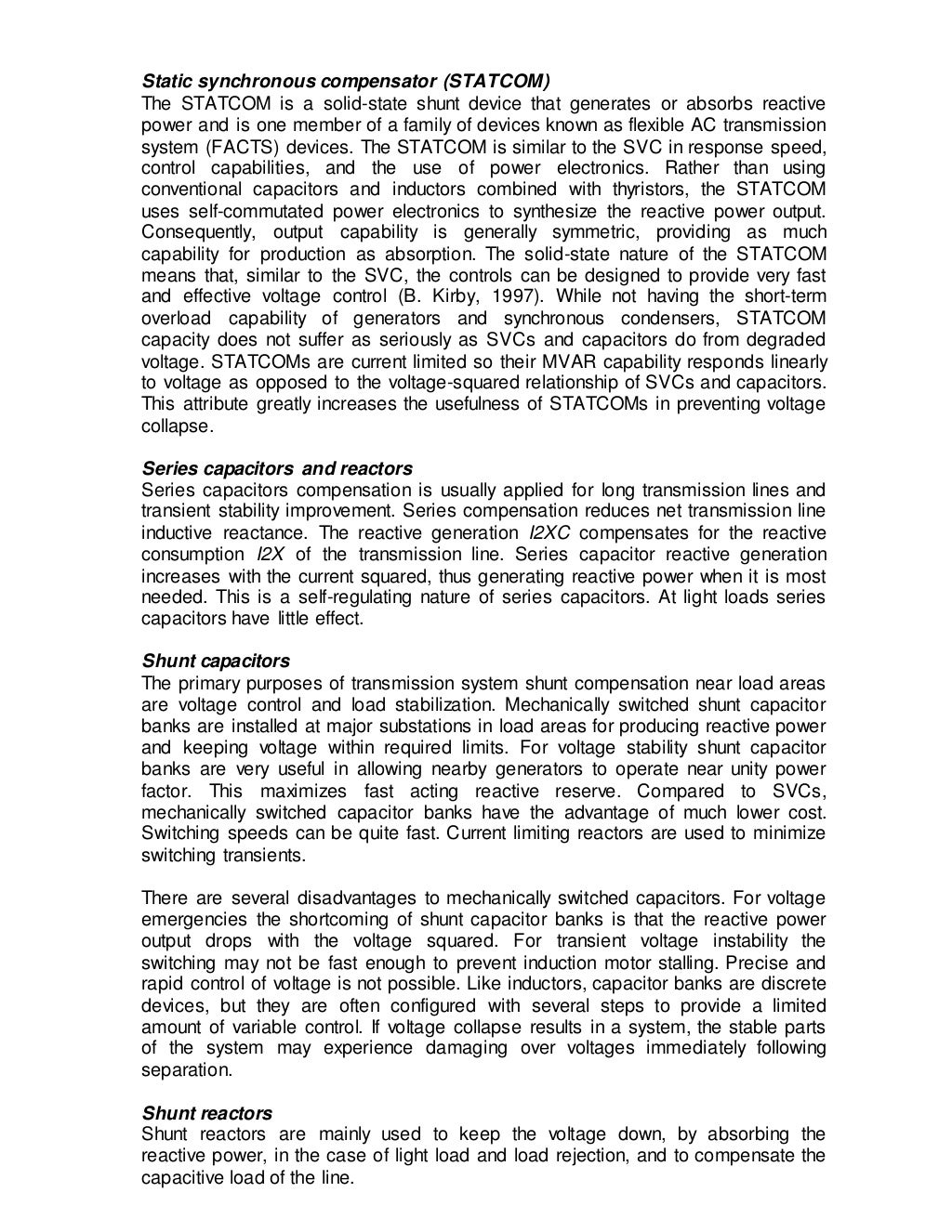 Synchronous condensers