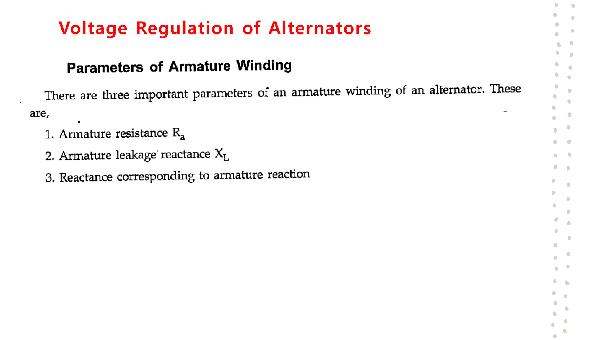 Voltage Regulation of Alternators
 