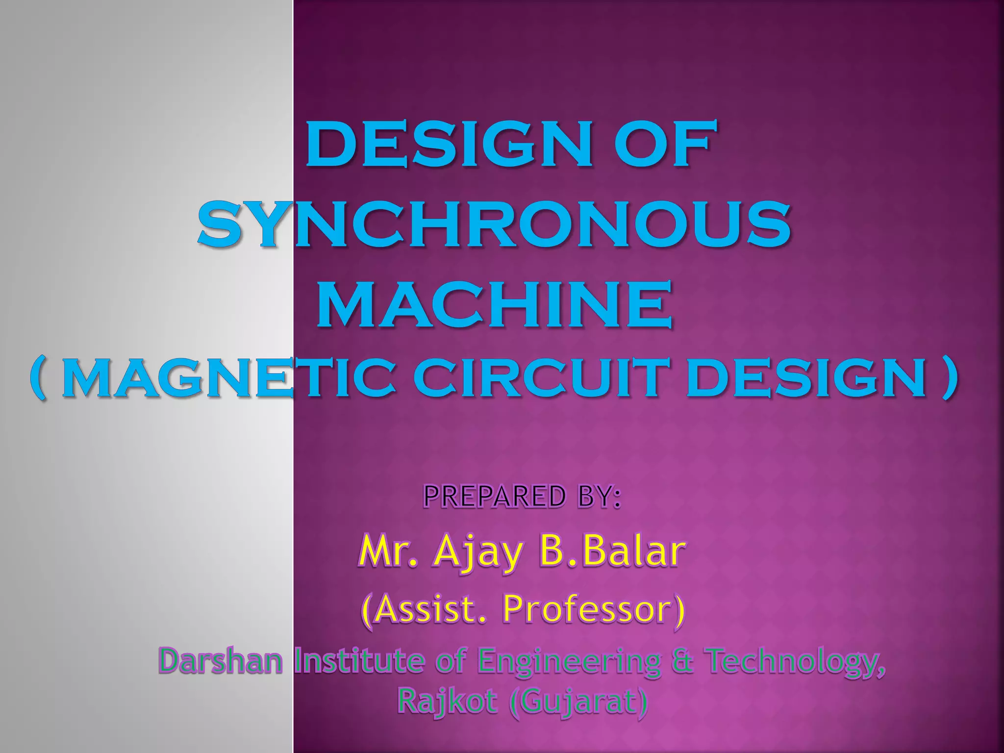 Synchronous machine design magnecti circuit design | PDF