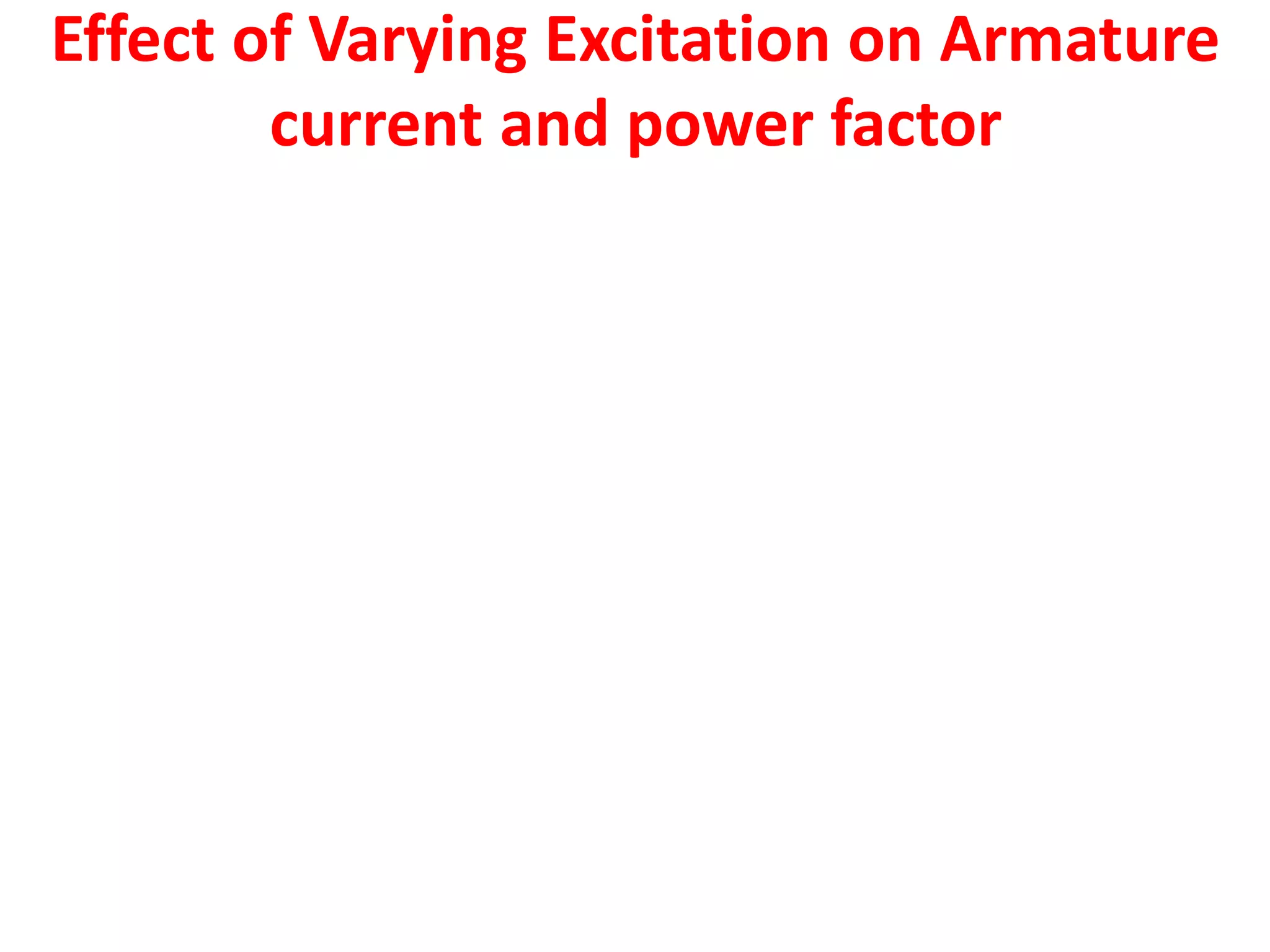 Effect of Varying Excitation on Armature
current and power factor
 