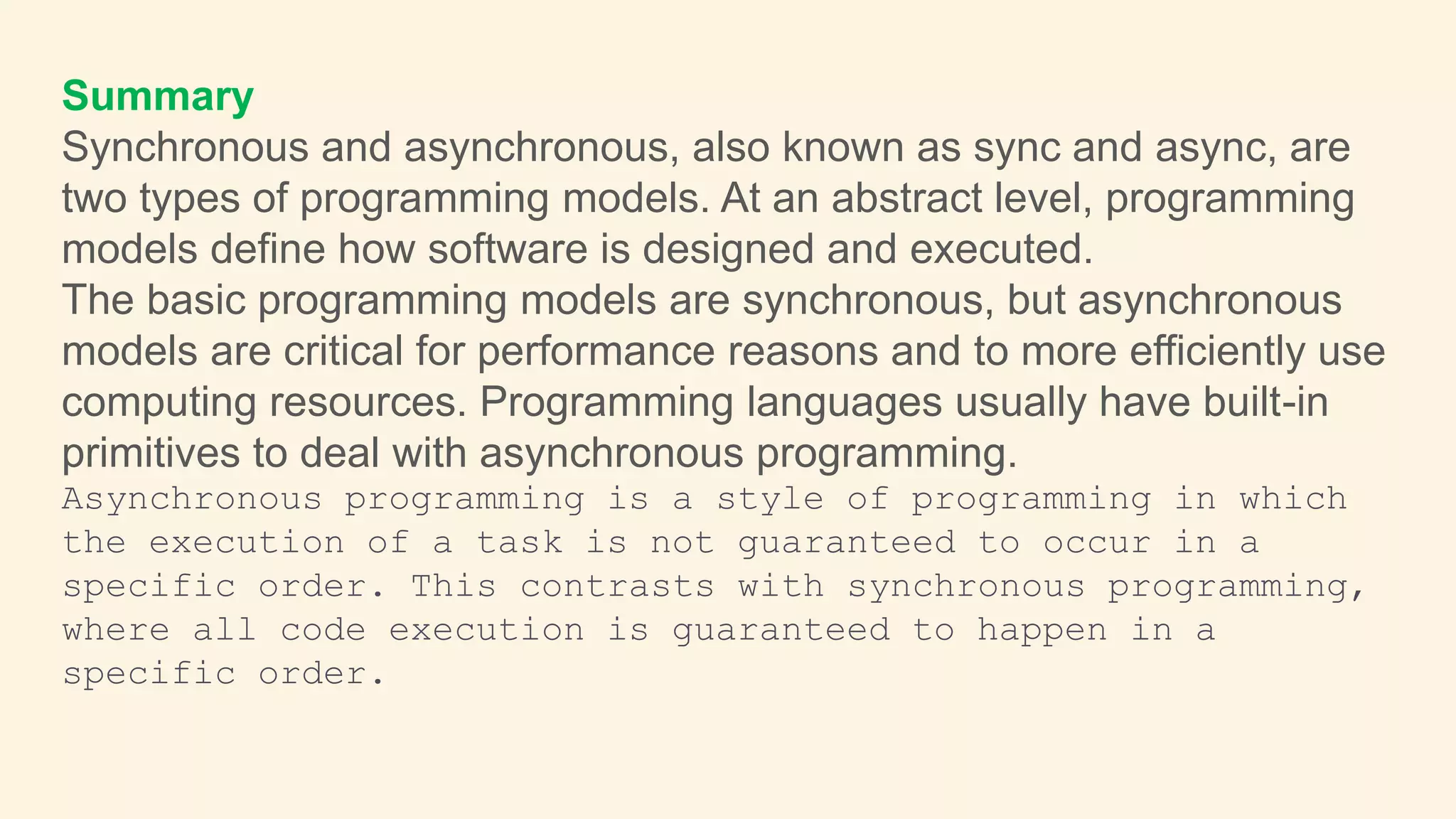 Synchronous vs Asynchronous Programming | PPTX | Programming Languages ...