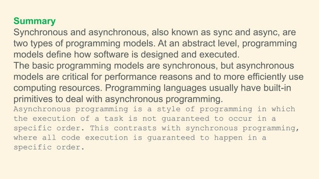 Synchronous vs Asynchronous Programming | PPT