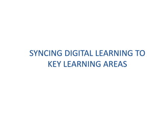 SYNCING DIGITAL LEARNING TO KEY LEARNING AREAS 