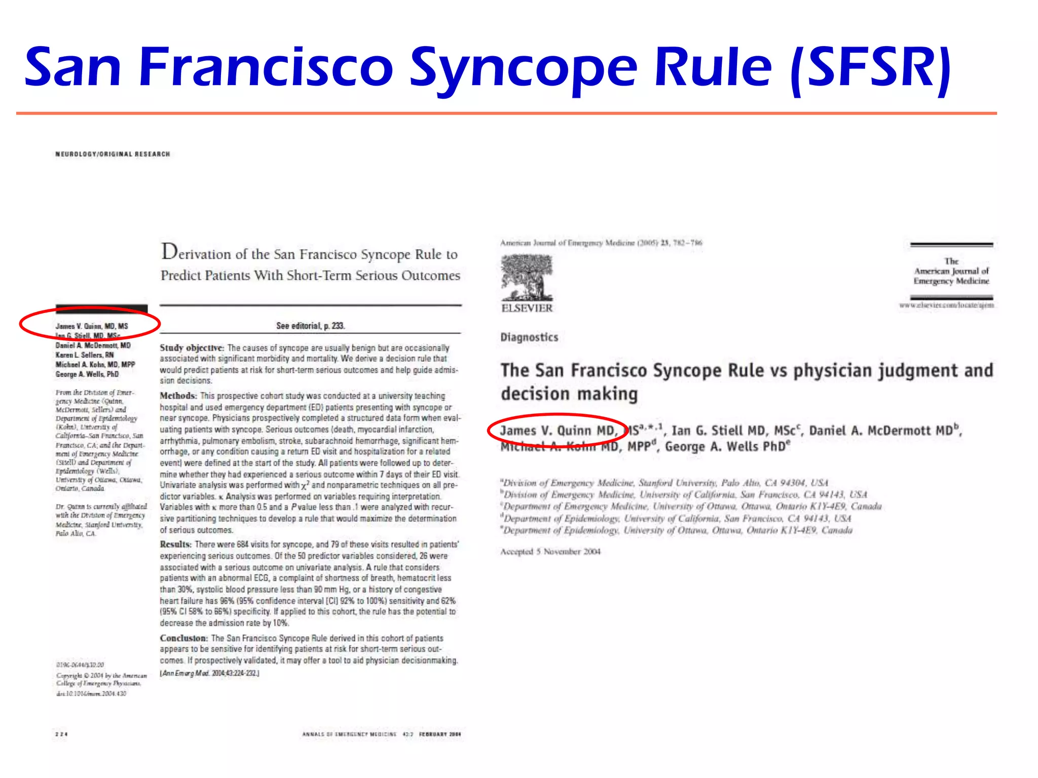 San Francisco Syncope Rule (SFSR)

 