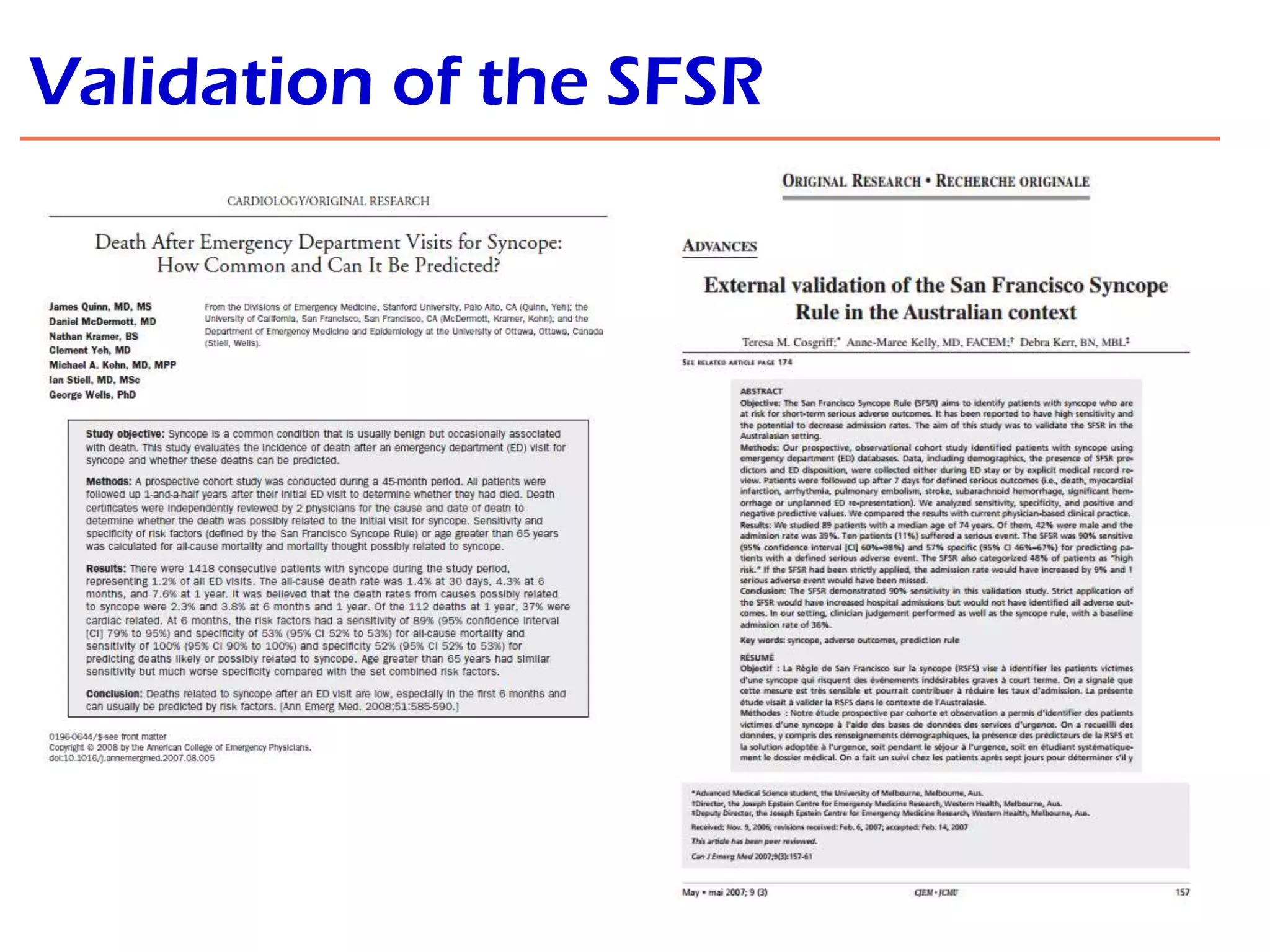 Validation of the SFSR

 