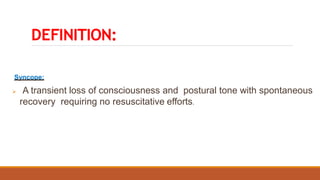 Syncope in pediatrics | PPTX