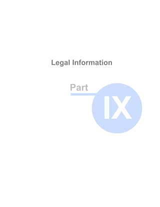Legal Information


     Part

              IX
 