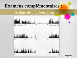 Examens complémentaires :
    Actimétrie d’un bon dormeur




                                  Page 81
 