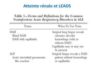 Atteinte rénale et LEADS
 