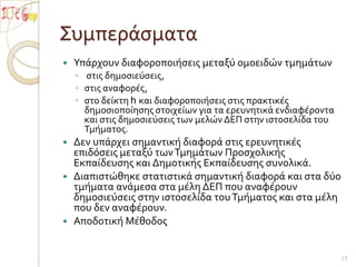Κόστος σε πόρουςΓια τη συλλογή των στοιχείων απαιτήθηκαν περίπου 45 ανθρωποώρες για 437 μέλη ΔΕΠ. Χρόνος καταγραφής και ανάλυσης των δεδομένων εκτιμάται σε περίπου 1 ώρα/10 ερευνητές με τη χρήση του εργαλείου PublishorPerish και της βάσης Google Scholar. 				Εφικτή Διαδικασία14