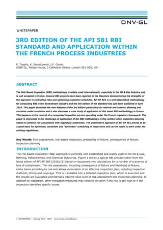 Synergi plant-3rd-edition-of-the-api-rp-581-rbi-standard-and ...