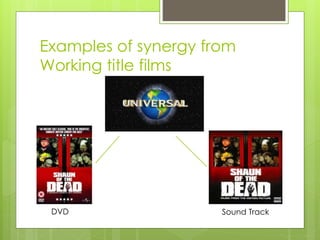 Examples of synergy from
Working title films
Sound TrackDVD
 