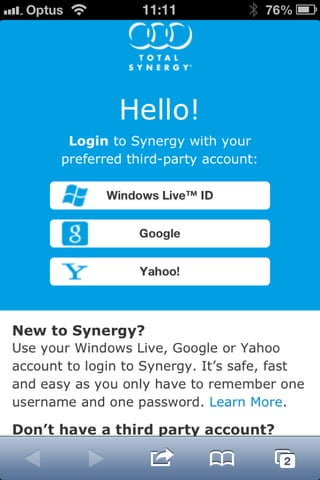 Synergy Cloud App – mobile screenshots