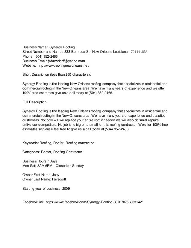 synergy roofing roofer description