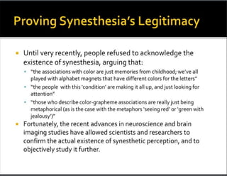 Neural Mechanism of Synesthesia PPT