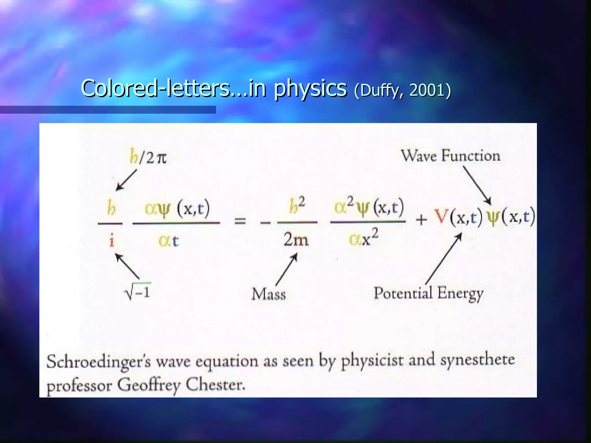 Colored-letters…in physics  (Duffy, 2001) 