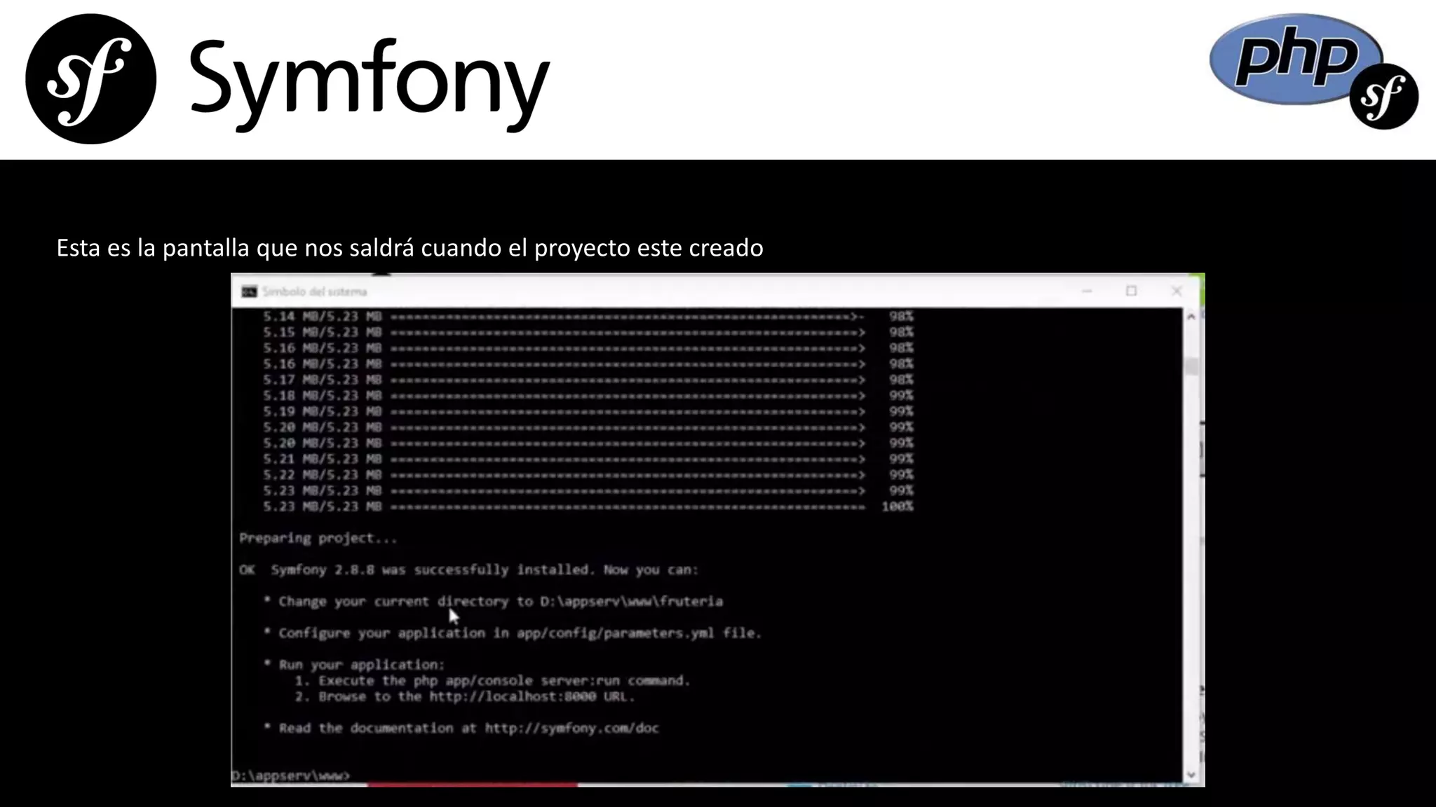 Esta es la pantalla que nos saldrá cuando el proyecto este creado
 