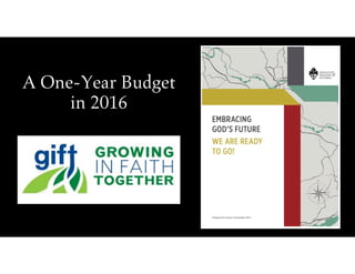 A One-Year Budget
in 2016
 