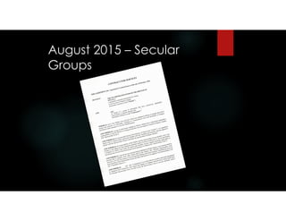 August 2015 – Secular
Groups
 