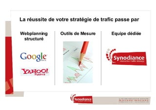 La réussite de votre stratégie de trafic passe par Outils de Mesure Webplanning structuré Equipe dédiée 