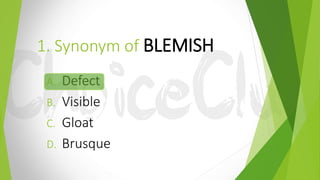 Synonyms Words Starting With B | PPTX