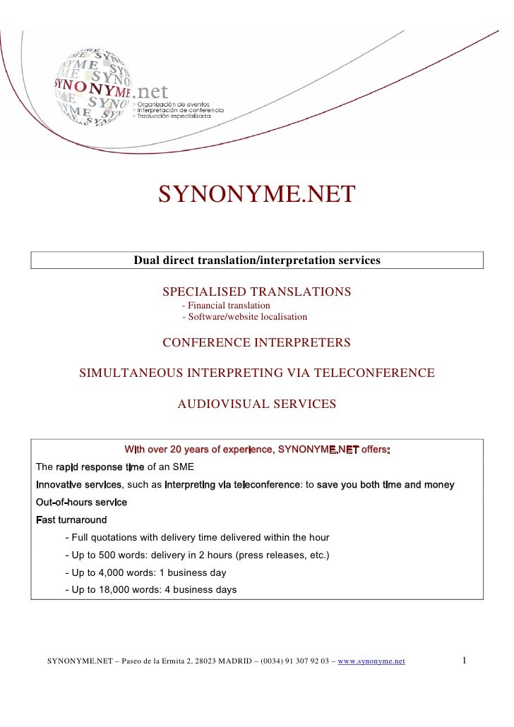 Synonyme Net Services Eng 2009
