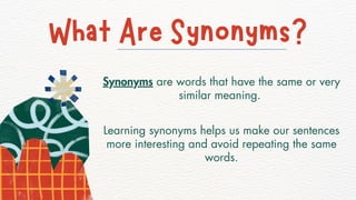 Enhancing Vocabulary with Synonyms: Engaging Learning Activities | PDF